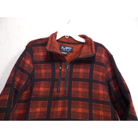 Mack Russo Sweater Mens Medium Red Plaid Long‎ Sleeve Fleece Pullover EUC - Picture 2 of 10